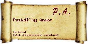 Patkány Andor névjegykártya